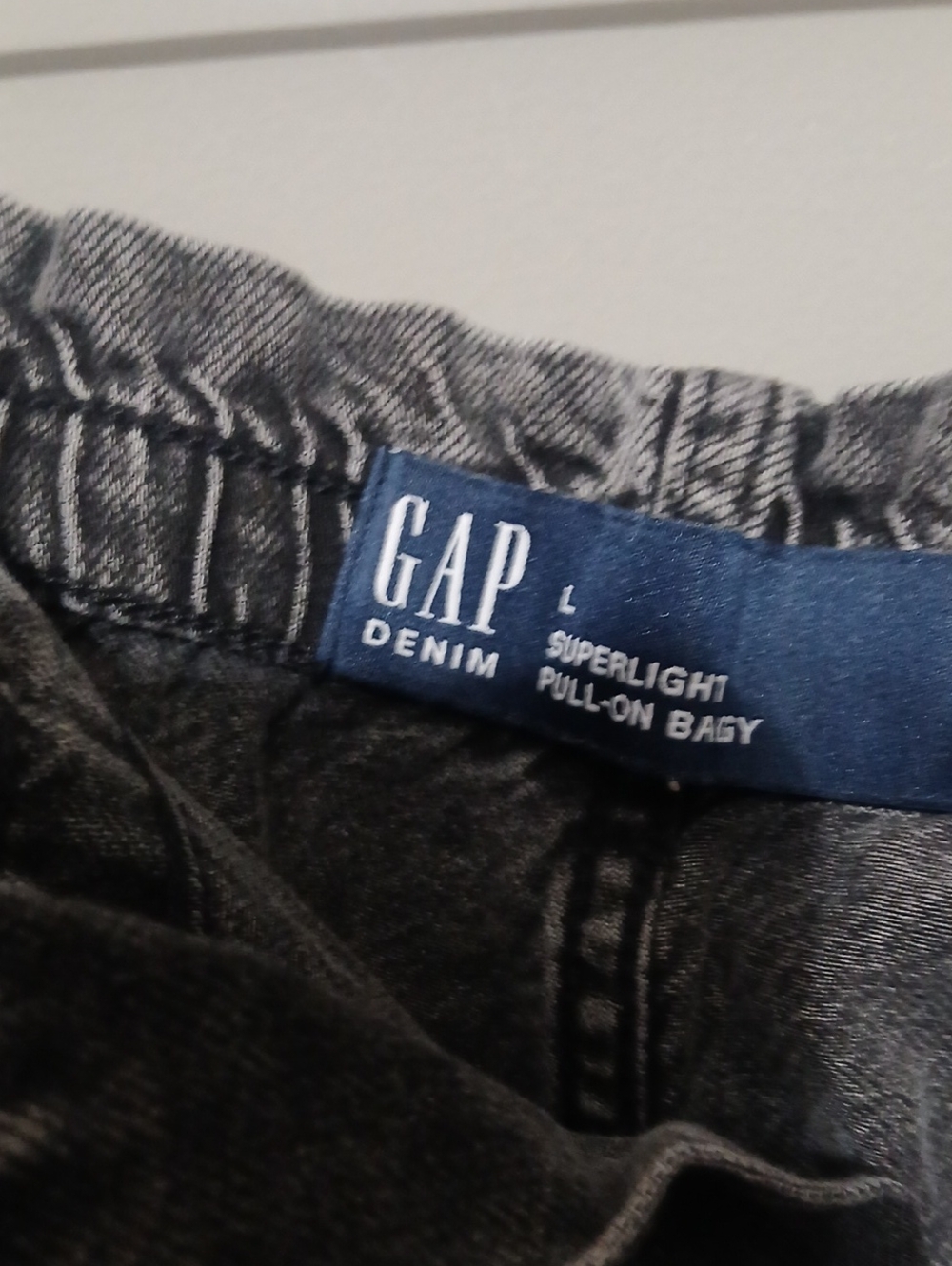GAP Washed Black Baggy Wide Leg Drawstring Jeans - Picture 3 of 6
